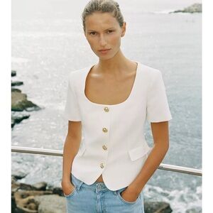 SQUARE NECK SHORT SLEEVE BLAZER
